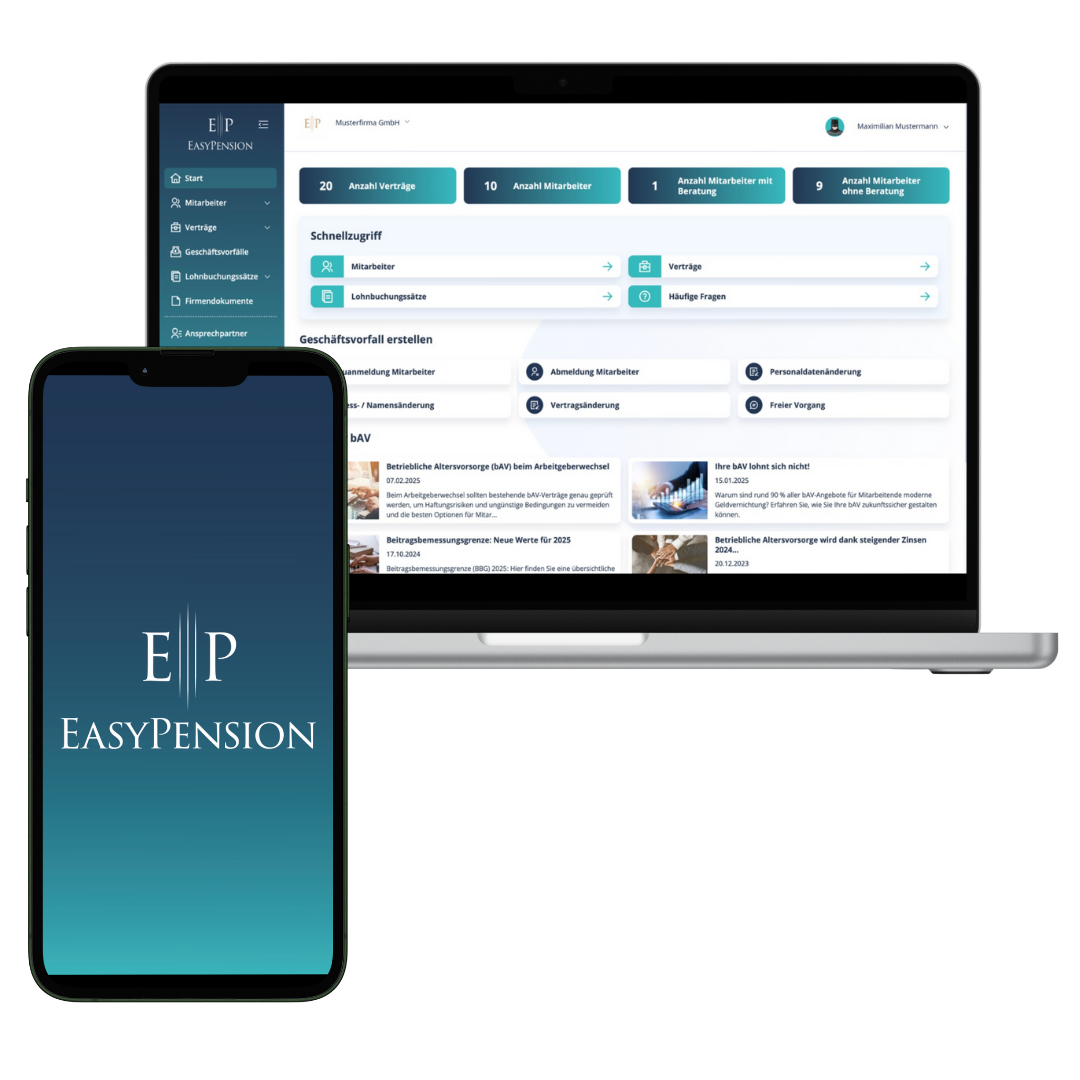 EasyPension® - Die Software für eine vollautomatische bAV-Verwaltung.